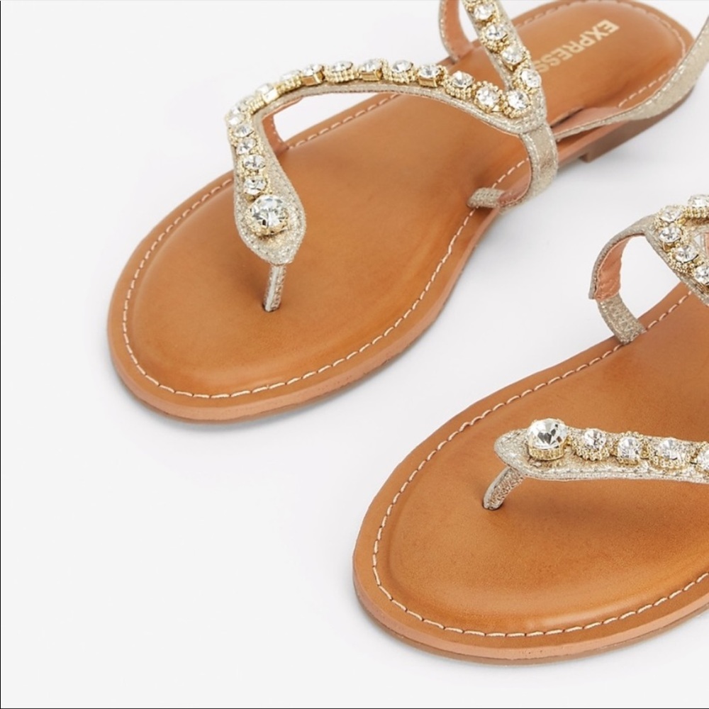 EUC gold and rhinestone express sandals size 9